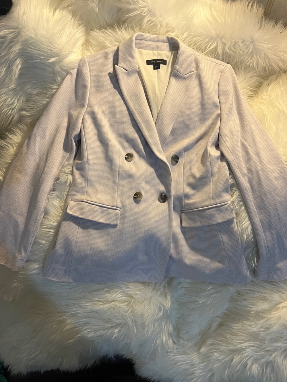 Ann Taylor Pastel Lavender Double-Breasted Blazer